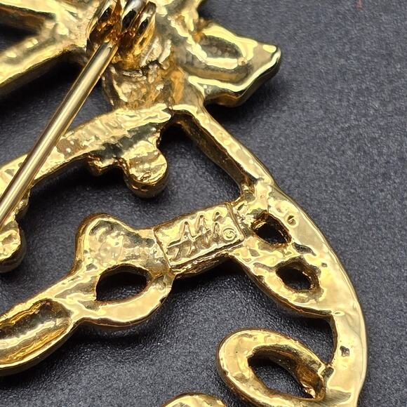 AAi Santa Brooch Gold Tone Enamel Christmas Holiday Costume Jewelry - Picture 5 of 7